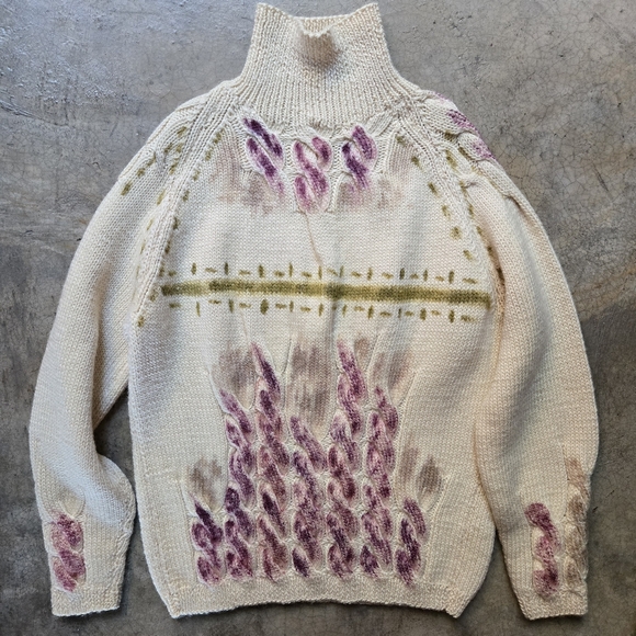 🎈Sale! Vintage 70s Cream Wool Sweater Mr Guy m - Picture 10 of 11